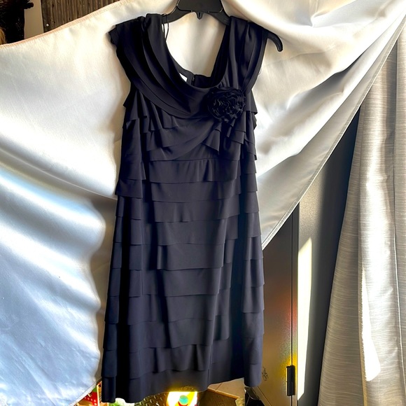 London Times Little Black dress. Beautiful Detail. Tiered fabric. Worn Once. - Picture 1 of 7